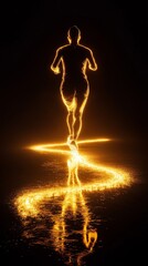 Canvas Print - a runner figure combined with a path of light, representing determination illuminating the way forwa