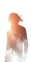 Canvas Print - a silhouette of a person surrounded by light, isolated against a white backdrop, symbolizing the cla