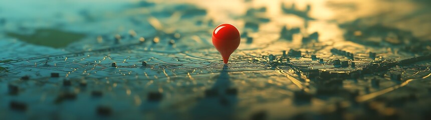 Poster - A vibrant map with a prominent red location pin, symbolizing navigation and geographical awareness.