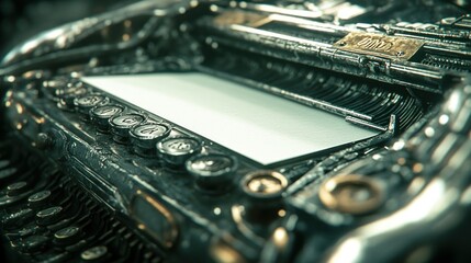 Poster - Steampunk Style Antique Typewriter Mechanism Detail