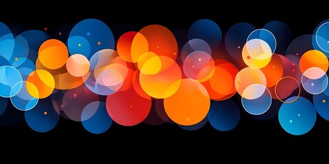 Poster - A vibrant abstract illustration featuring a blend of blue, orange, and red circles, creating a dynamic and visually captivating pattern against a black background.