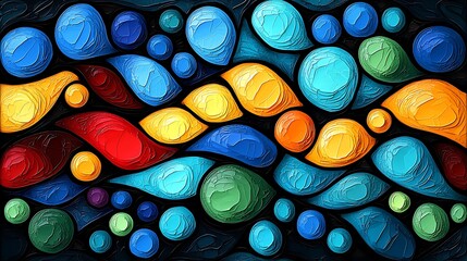 Poster - Playful and Bright Abstract Mural Featuring Vibrant Colors and Bold Shapes That Evoke Joy and Creativity in a Dynamic Visual Composition