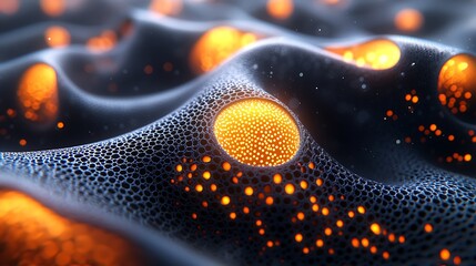 Poster - Close-Up of Intricate Fabric Showcasing Mesmerizing Orange Details and Textures for Textile Design and Art Inspiration
