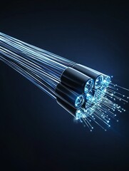 Poster - high-speed internet symbolized by light streaks in fiber optic cables