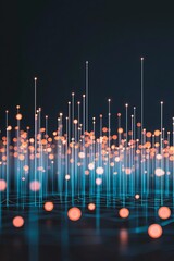 Poster - High-tech urban landscape illuminated by fiber optic lines, representing modern communication infrastructure