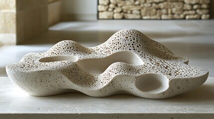 Poster - Serene Composition of Soft Curves and Delicate Forms in Natural Stone Artistry Showcasing Organic Shapes and Textures for Minimalist Home Decor