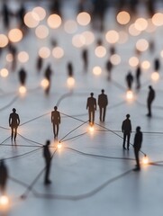 Poster - a bustling city square connected through glowing fiber optic systems, a representation of telecommun