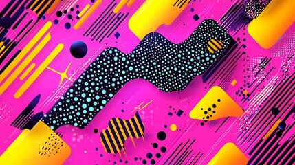 Poster - Vibrant Retro Geometric Pattern with Striking Colors and Dynamic Shapes for Creative Projects and Design Inspiration