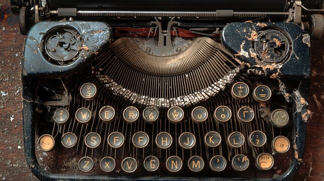 Cracks in a vintage typewriter