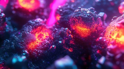 Fototapete - Glowing Volcanic Rocks Abstract Art Scene