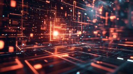 Poster - Technology abstract background featuring digital geometric tech elements