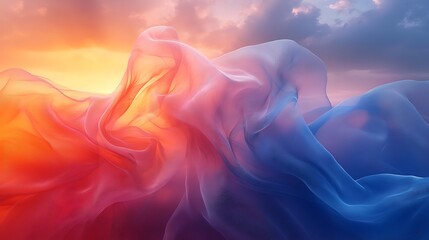 Poster - Playful Digital Pattern Showcasing a Harmonious Blend of Colors with Soft Waves and Layers Capturing the Beauty of Light and Movement.