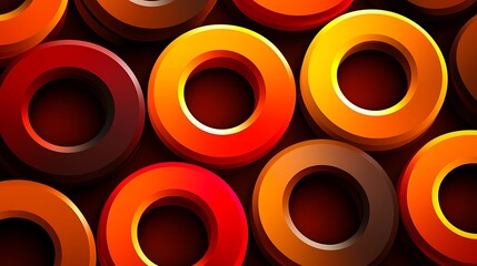 Poster - Sleek and Stylish Pattern of Seamless Circular Shapes in Warm Tones Featuring Shades of Red, Orange, and Yellow, Perfect for Modern Design Applications