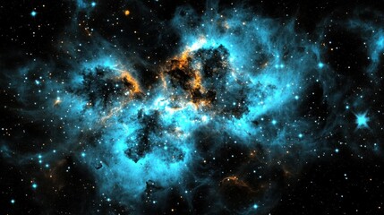 Wall Mural - colorful cyan nebulae dancing in the cosmic background.