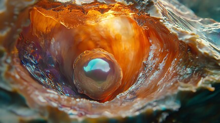 Wall Mural - A close-up of a vibrant pearl nestled within an oyster shell.