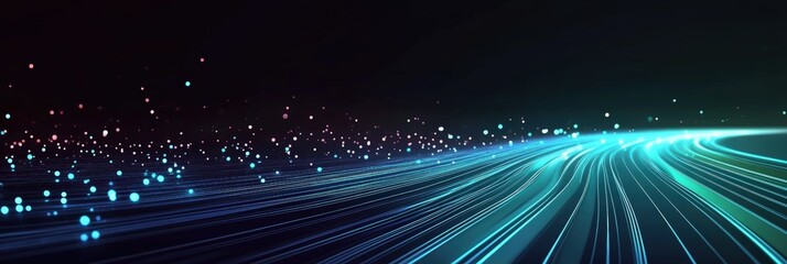 Poster - Abstract Background with Glowing Lines and Data Points Illustrating Dynamic Energy Flow in a Digital Universe for Stock Photos