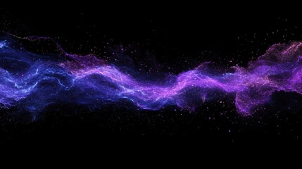 Poster - Abstract neon lights in purple and blue streak across a black background, leaving space for text or design elements