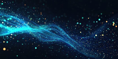 Poster - Abstract Digital Background with Glowing Blue Particles and Shimmering Lights for Creative Design Projects and Modern Art Concepts