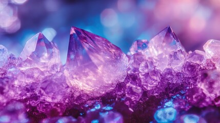 Poster - Amethyst Crystal Cluster Close Up Showing Violet Hues
