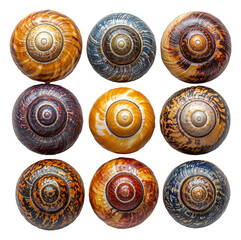 Wall Mural - Colorful Snail Shells Spiral Pattern Nature Macro Photography Wildlife Closeup