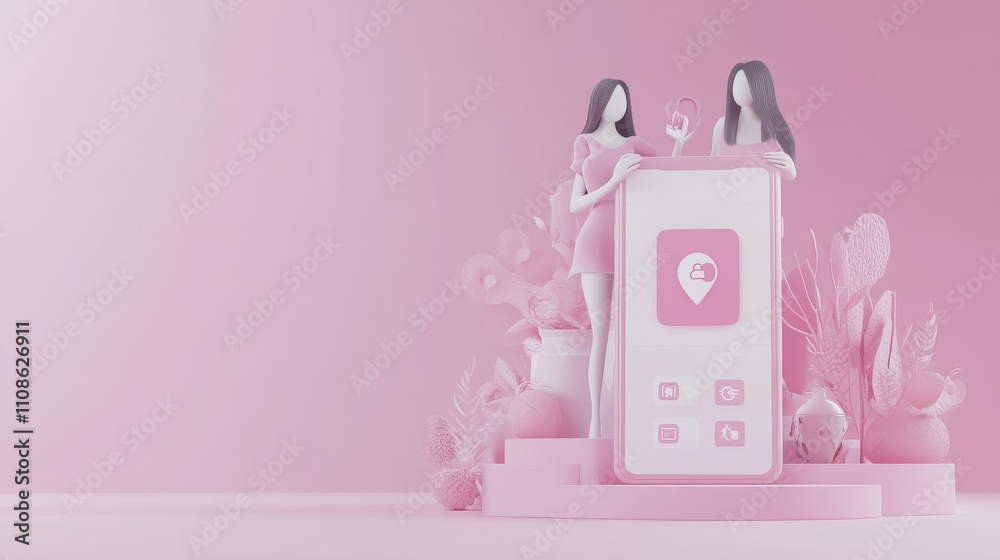Web UI UX application design teamwork concept illustrated in 3D. A team ...