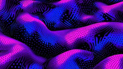 Poster - Abstract digital background featuring rounded colored lines. A space illustrating information flow. Visualization of big data. Rendered in 3D.