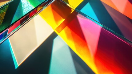 Poster - Abstract Glass Prisms Reflecting Colorful Light