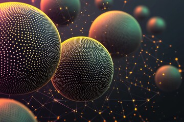 Abstract digital artwork featuring vibrant and glowing spheres, exuding dynamic and imaginative modernity, and creating a striking and lively atmosphere.