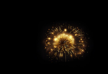 Poster - A breathtaking burst of golden fireworks explodes against a dark night sky, radiating light and brilliance.  The intricate details and shimmering sparks create a mesmerizing spectacle.