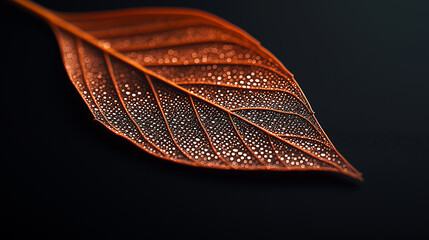 Poster - macro shot of leaf showcasing intricate details and water droplets