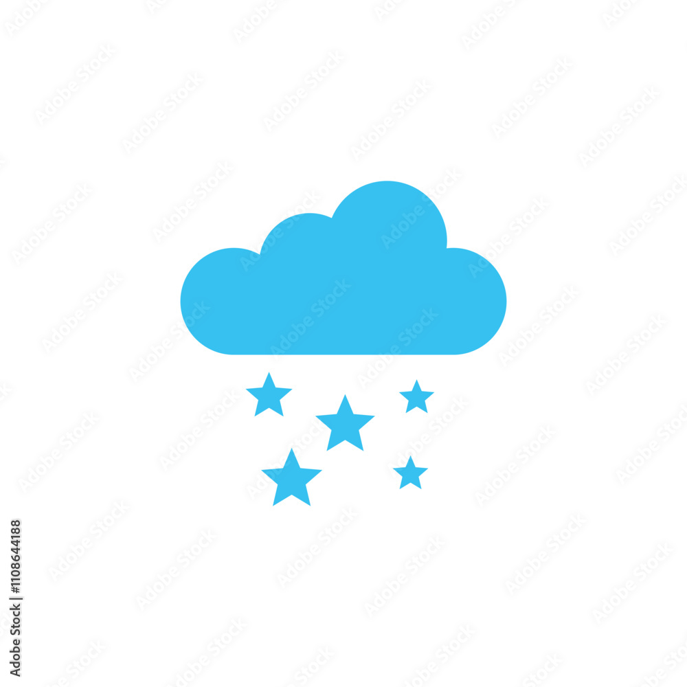 Cloud With Star icon. Simple weather icon with half moon or waning ...