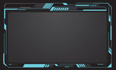 Poster - HUD frames blue grey user interface elements design modern technology futuristic control panel screen digital hologram window gaming menu touching cyber monitor set on black background vector