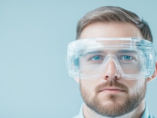 Aufkleber - Portrait of a Young Engineer Wearing Protective Glasses in a Modern Workspace