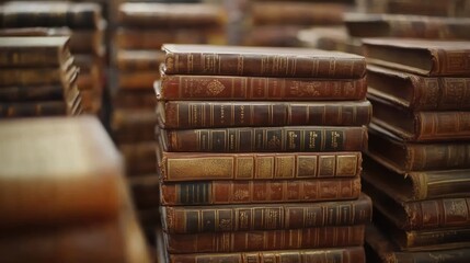 Poster - A Stack Of Antique Leather Bound Books