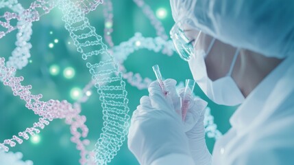 Aufkleber - Focused Scientist Analyzing DNA in High-Tech Laboratory Setting