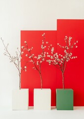 Poster - Festive Minimalism Modern Holiday Still Life with Apple Tree Branches