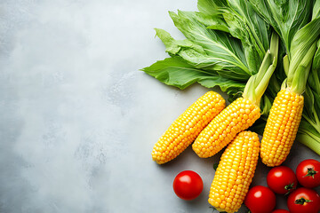 Wall Mural - Fresh Corn and Tomatoes - A Summer Bounty