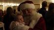 © cynz - Santa holding a sleeping baby in his arms during a festive family gathering.