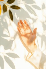 Poster - Sunlit Serenity Hand Reaching Toward Natures Morning Glow