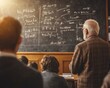 © Ryzhkov - Elderly Professor Teaching Equations in a Bright Classroom Full of Attentive Students