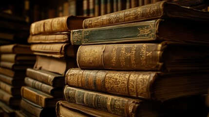 Poster - A Stack Of Antique Leather Bound Books
