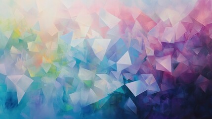 Wall Mural - Abstract pastel rainbow crystal geometric background.