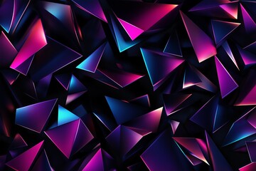 Leinwandbilder - A bold mosaic of abstract geometric shapes in neon colors on a black background.