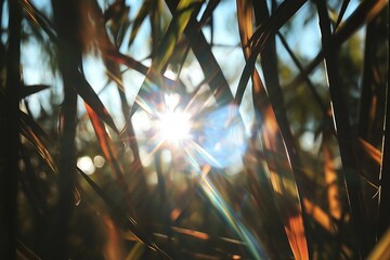 Poster - A dense bamboo forest with streaks of sunlight breaking through the tall, slender stalks