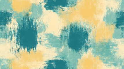 Wall Mural - Abstract hand-drawn pixel pattern with haphazard brush strokes, giving an organic feel with splashes of muted yellow and teal