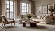 © AI Art Gallery - Serene Living Room with White Sectional Sofa and Chic Decor V11