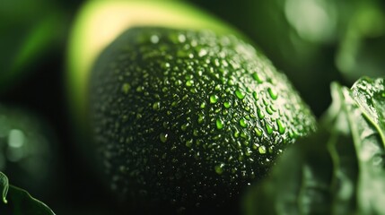 Poster - Dew Drops Adorn A Lush Green Avocado