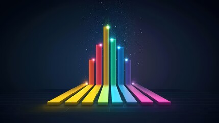Poster - Beams of light radiating from a central point, each beam a different color of the rainbow, creating a dazzling and futuristic effect against a dark background.