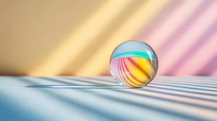 Poster - Sunlight shining through a crystal ball, dispersing into a spectrum of rainbow colors that form beams and patterns on a nearby surface.