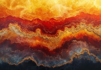 Poster - Abstract Background of Bright Golden and Fiery Red Colors with Layers and Textures, Perfect for Use in Artistic and Creative Designs or Templates